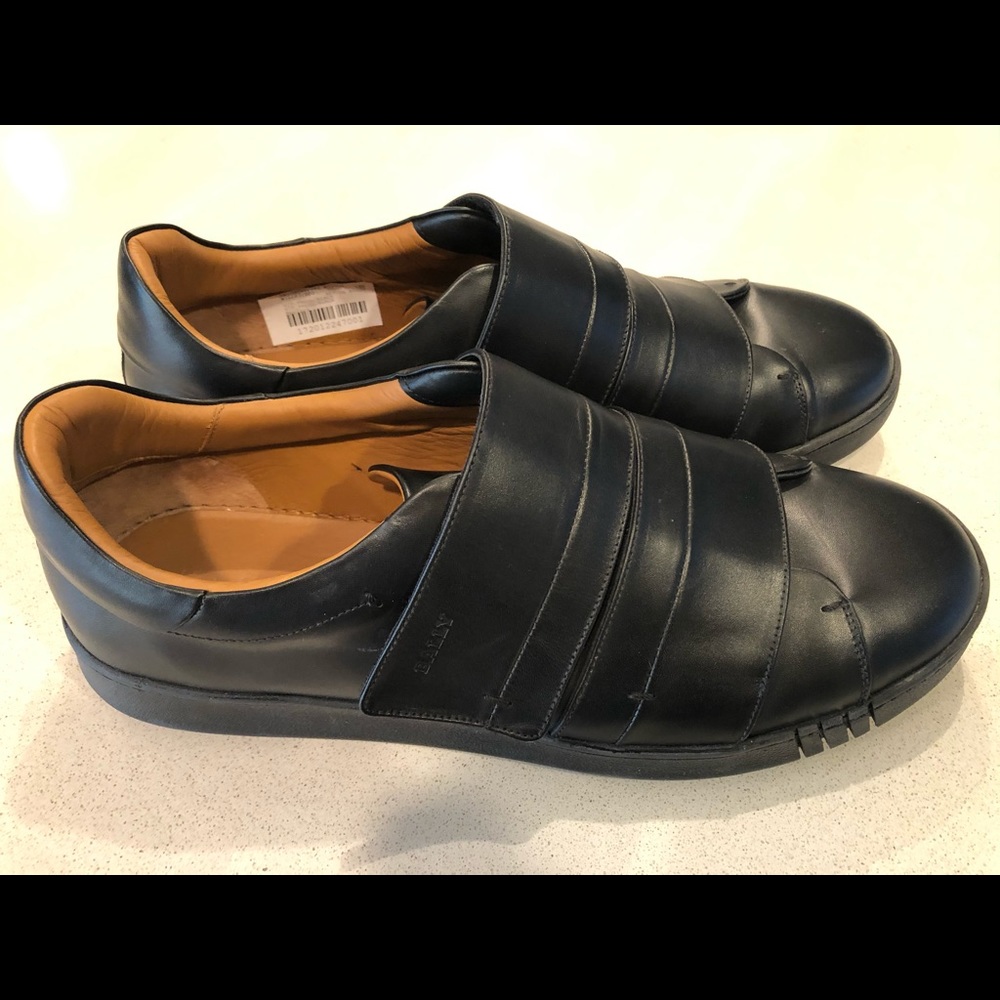 Men’s Bally Black Leather Velcro Sneakers